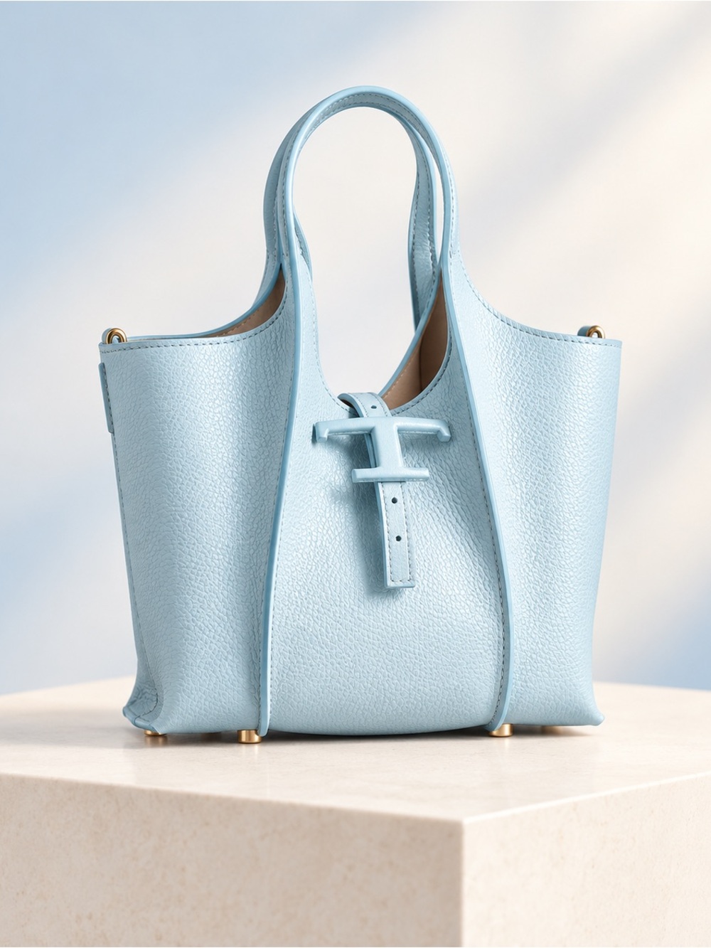 Tod’s Sky Blue Leather Small Tote Bag Made in Italy